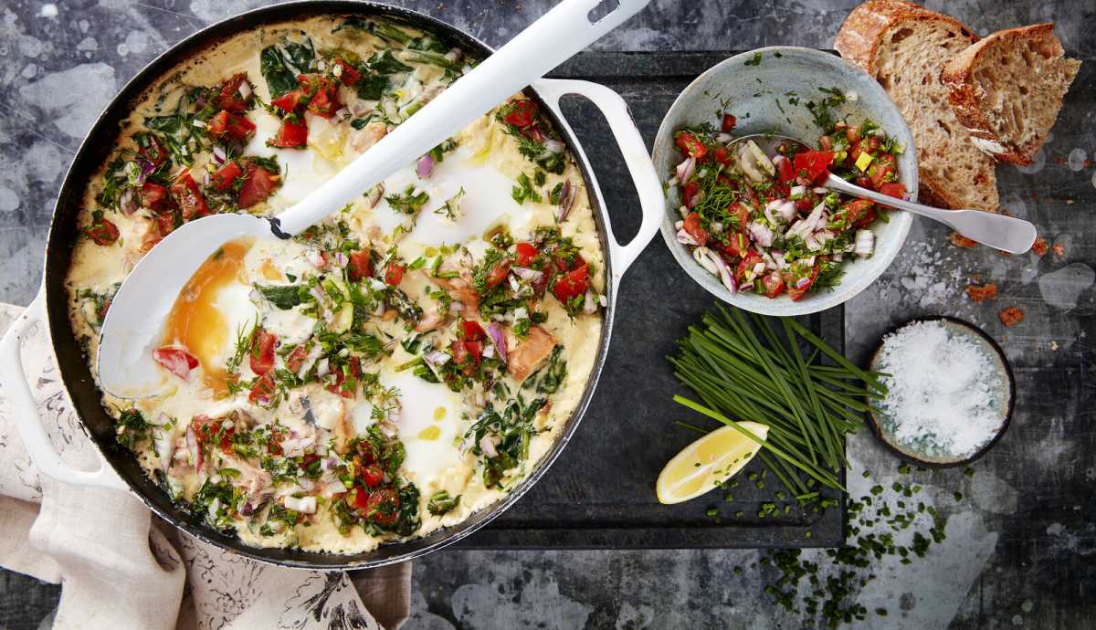 Baked Eggs Alaska with Wild Alaska Pink Salmon DelicioUS!