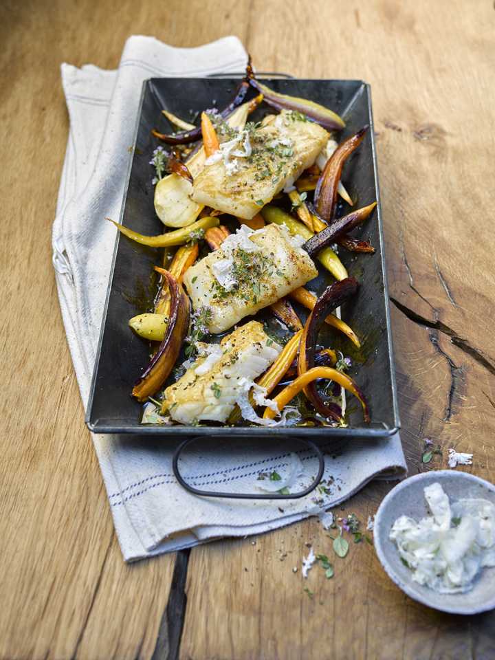 Grilled Alaska Cod Fillet with OvenBaked Root Vegetables DelicioUS!