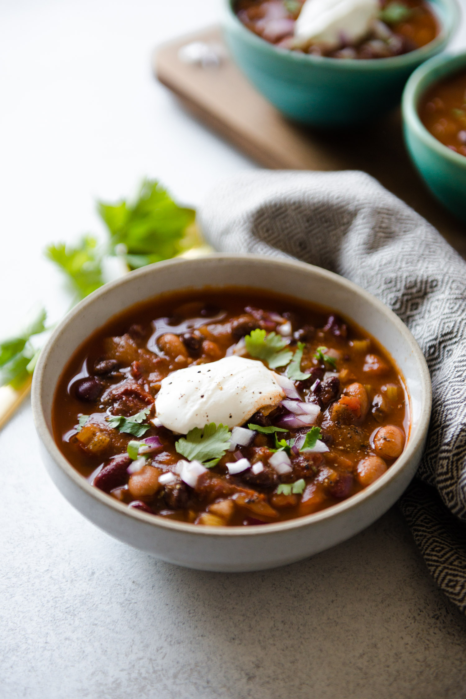 Chipotle Vegetarian Three Bean Chili DelicioUS!