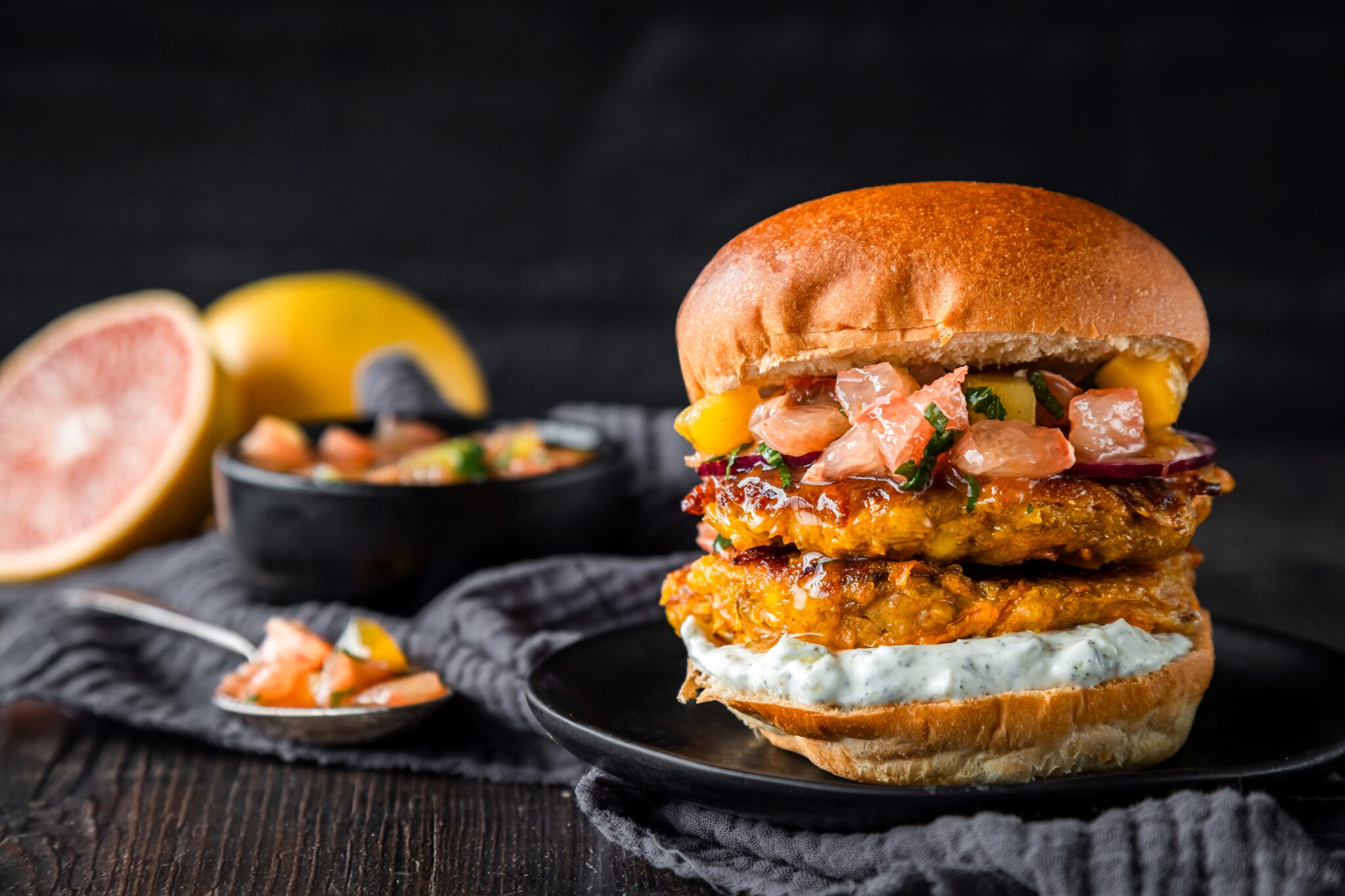Bhaji Burger with Florida Grapefruit – DelicioUS!