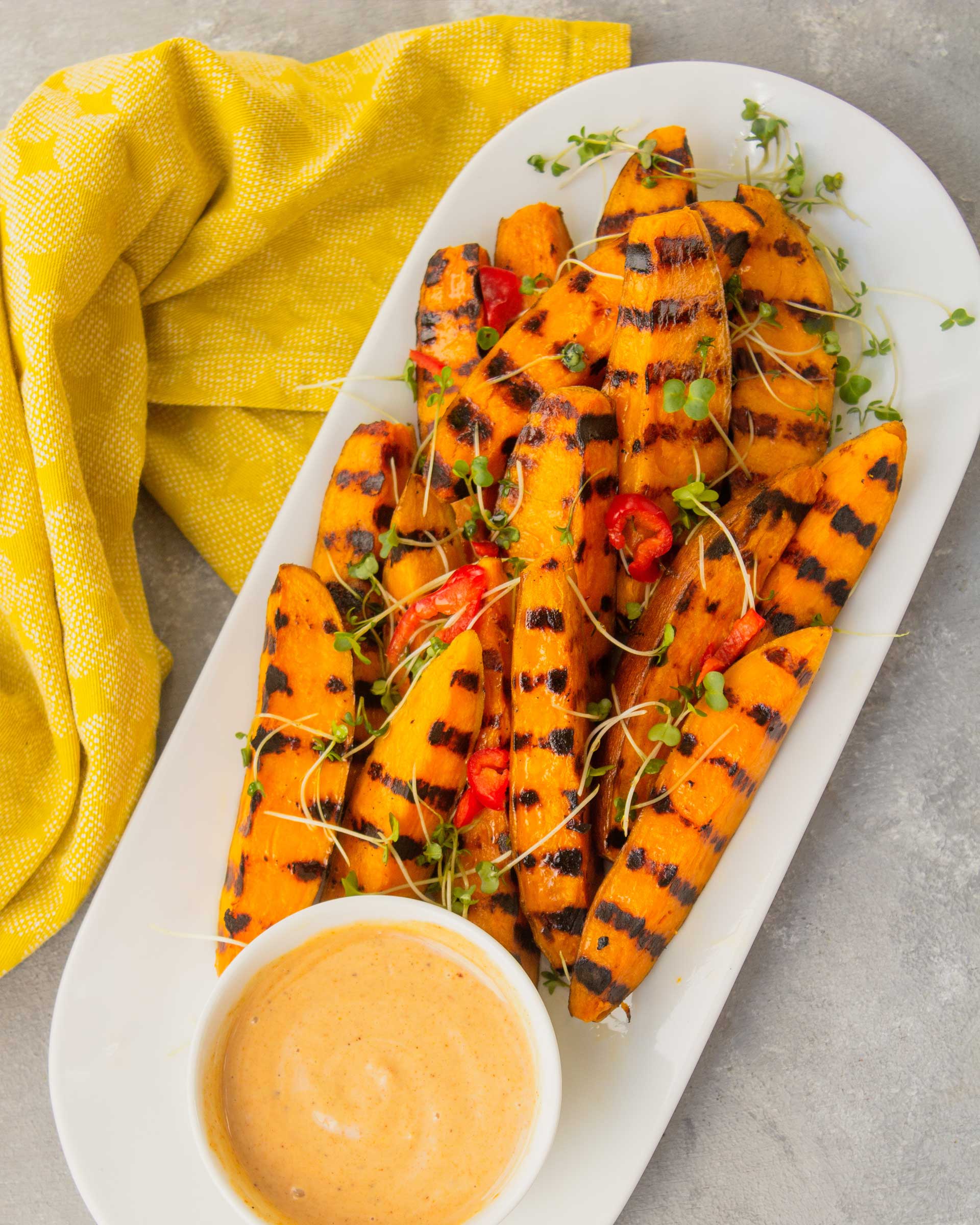 BBQ Sweet Potato Wedges with Jerk Mayo – DelicioUS!