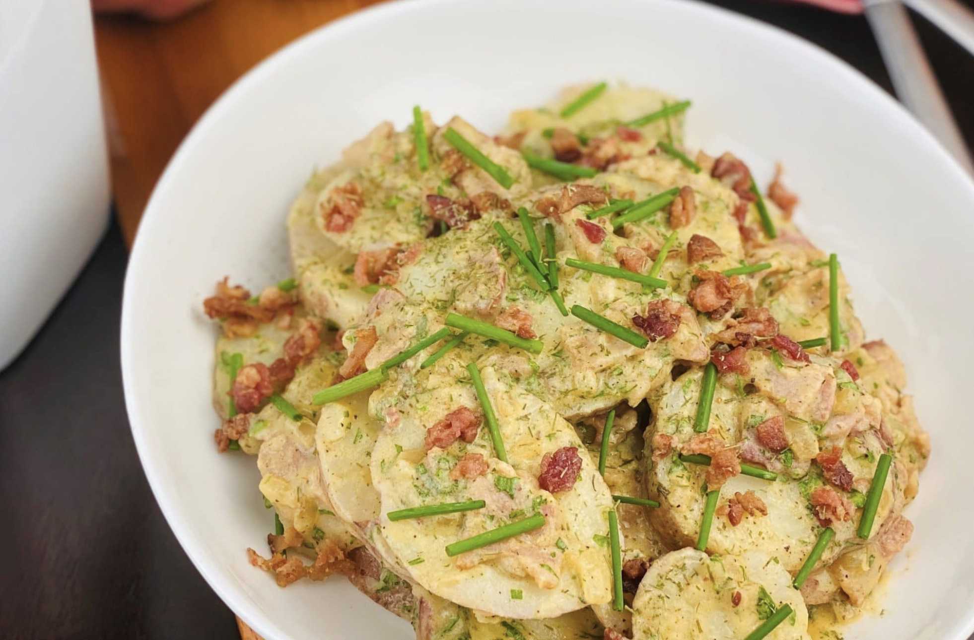 German Style Potato Salad with Warm Bacon Dressing – DelicioUS!