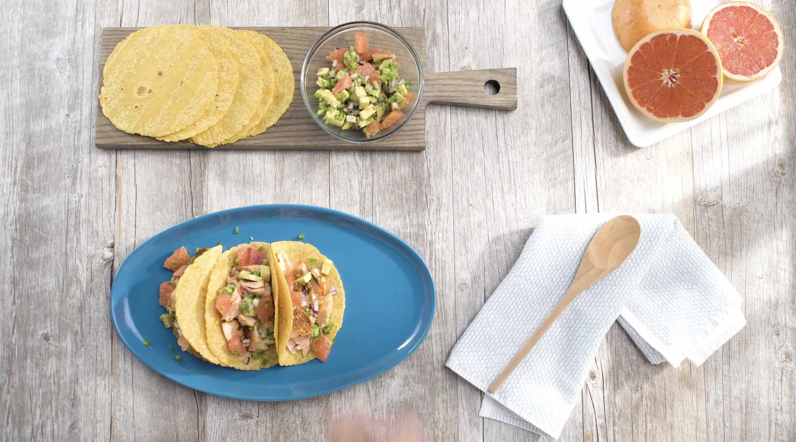 Salmon Tacos with Florida Grapefruit Avocado Salsa – DelicioUS!