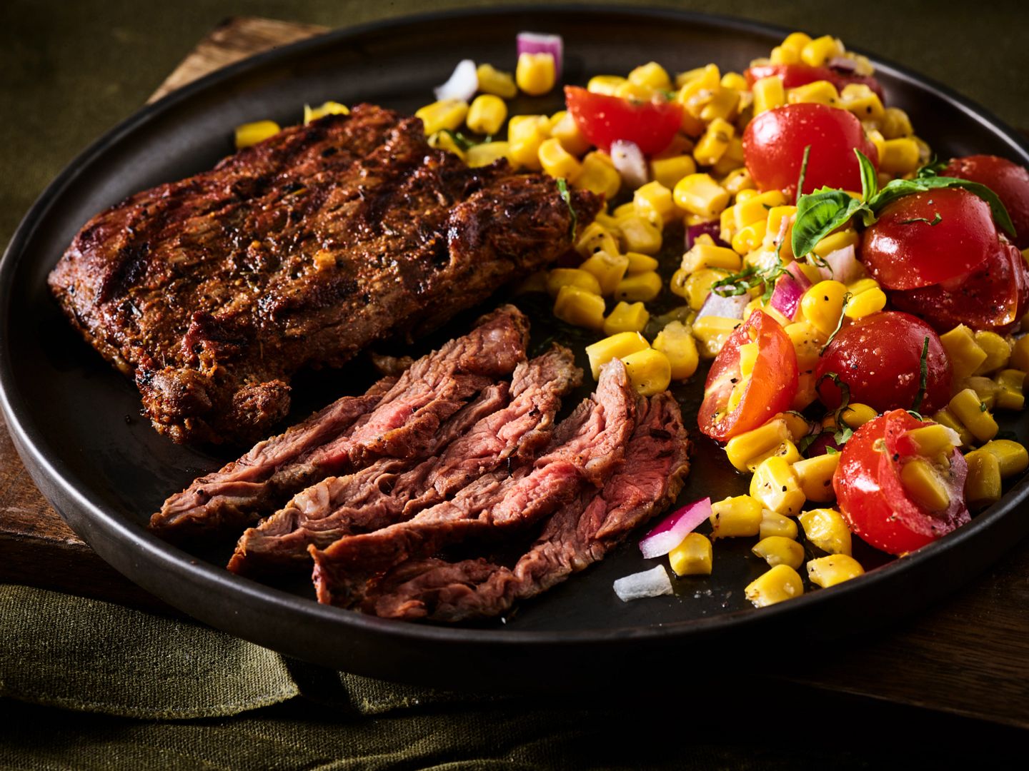 Cowboy Marinated Skirt Steak with Corn Salad – DelicioUS!