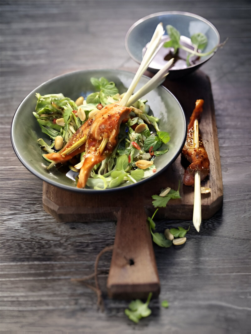 Grilled Alaska Salmon Skewers “Sparerib Style” with Grilled Cabbage Salad – DelicioUS!